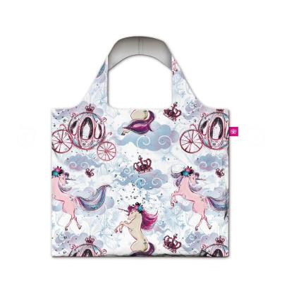 China Polyester Foldable Shopping Bag Personalized Fashion Foldable Shopping Bag Unicorn Design for sale