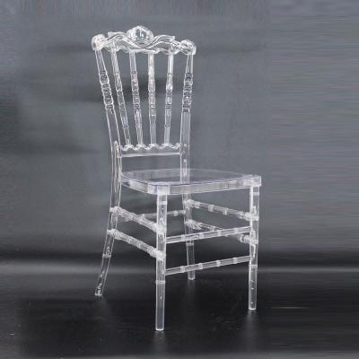 China Clear modern plastic hotel chair acrylic resin plastic transparent chiavari wedding and event dining chairs for sale