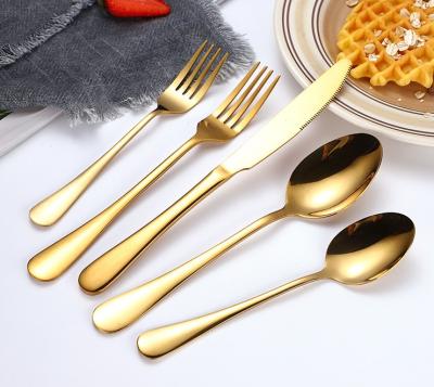 China Viable Wholesale Cheap Gold Silver Color Stainless Steel Tableware People And Knife Set for sale