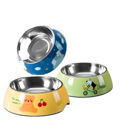 China Sustainable Pet Bowls Food Feeder Dog Food Water Bowl No Tip Stainless Steel Pet Bowl No Skid Spill Proof Color Printing Anti Slip Broken Proof for sale