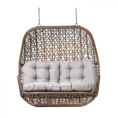 China Best Selling Eco-friendly Factory Morden Leisure Style Double Seat Rattan Hanging Swings For Garden Patio for sale