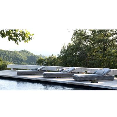 China Eco-friendly Outdoor Sun Rattan Living Room Sun Beds Outdoor Furniture Wicker Sofa Bed for sale