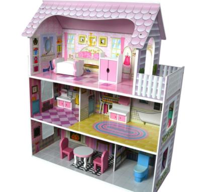 China Plywood + Teawood Doll House Wooden Kids Pretend Play Toy Wooden Play House Sets For Children for sale