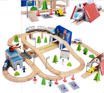 China High Quality 149 PCS Wooden Railway Wooden Train Toy Children's Train Set Train Set Wooden Train Track Set Children's Train Railway Toy play set for sale