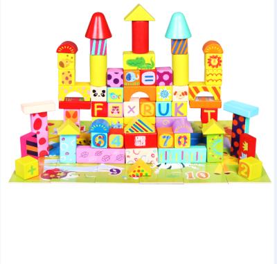 China 80 PCS Castle Wooden Blocks Toy Kids Building Blocks 80 PCS Castle Wooden Blocks Toy Kids Building Blocks for sale