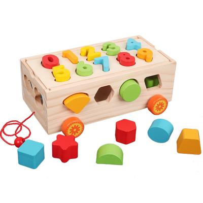 China Baby Toys New Design Hot Sale Wooden Baby Educational Wooden Push And Pull Toy Shape Sorter for sale