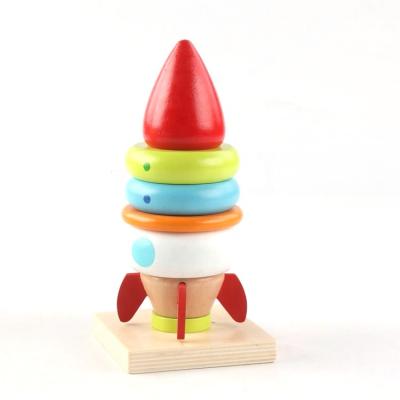 China Educational Wooden Toy Baby Favorite Rainbow Tower Stack Tower Baby Stack Rings for sale