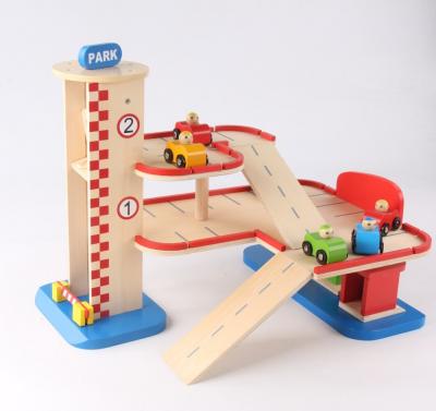 China Wooden Toy Garage MDF + Beech + Teawood Garage Kids Educational Wooden Toy for sale