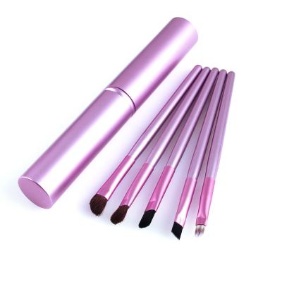 China Angular Blush Tin Box 5pcs Set China Professional Eyeshadow Makeup Brush Set For Travel Gift Use for sale