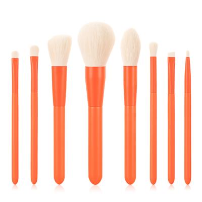 China Angular Blush Wood 8pcs Handle Orange Makeup Brush Set Professional Cosmetic Brush Special Eyeshadow Concealer Pencil Makeup Tool Mixed Suit for sale