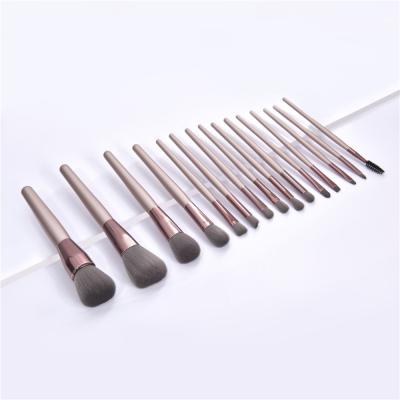 China Angular Blush 15 Pieces Make Up Brush Customized Gray Logo Makeup Brush Set for sale