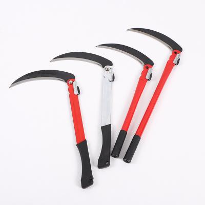 China Not Rated Carbon Steel Weeding Rice Harvesting Long Handle Hand Best Agricultural Folding Sickle for sale