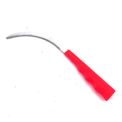 China Not Rated Agriculture Farmer Garden Grass Serrated Plastic Handle Carbon Steel Hand Small Sickle for sale