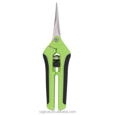 China Anti-Slip Grip Needle Nose Curved Blade Gardening Scissors Micro Hand Secateurs Pruning Shears Pruners for sale