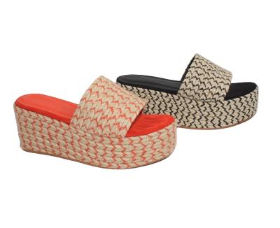 China CUSHIONING quality comfortable stylish ladies girls fashion wedge raffia sandal easy to put on durable for sale