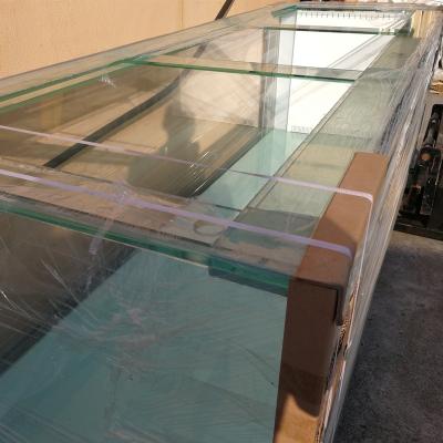 China 12ft Length Super White Glass Seawater Iron Bass Rimless Aquarium Tank Viable Custom Mega Size Reef With Side Filter for sale