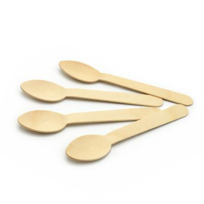 China Eco Disposable 100mm Round Wooden Birch Spoon Honey Wooden Spoon Small Set For Ice Cream Stick for sale