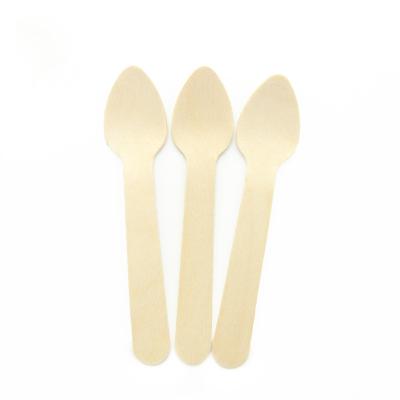 China Disposable 4.3' in. Birch Wood Tea Spoons Wooden Spoons. in length small for coffee tea ice cream for sale