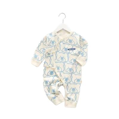 China 2021 pure three-dimensional letter pattern embroidery baby 100% cotton autumn bear pattern cute jumpsuit for sale