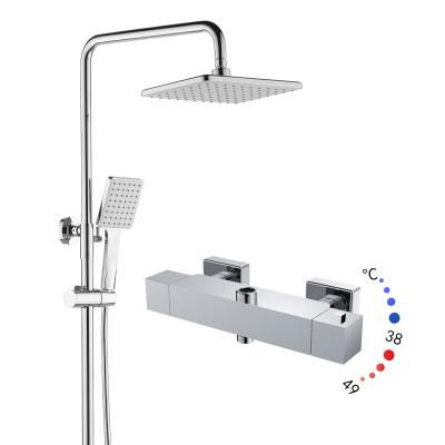 China With Slide Bar Modern Bathroom Thermostatic Mixing Valve High Quality Exposed Rainfall Shower Set for sale