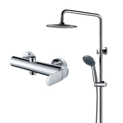 China Contemporary Health Copper Polished Full Bathroom Sets Faucet Shower Mixers Luxury Shower Set for sale