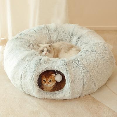 China Breathable High Quality Customizable Logo Cat Play Tunnel Bed Pet Soft Plush Nest Felt Cat Cave Pet Nest for sale