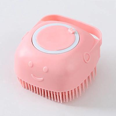 China Stocked Pet Cleaning & Grooming Products Soft Silicone Shampoo Dispenser Dog Cat Massage Bath Brush For Hair Dematting And Removing for sale