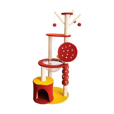 China Stocked Various Colors High Quality Cute Cat Tree House & Scratching Post Cat Tower Column Climbing Tree for sale