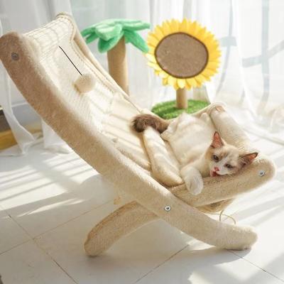 China Stocked Pet Supplies Wood Scratcher Sisal Adjustable Cat Nest Cat Sisal Chair for sale