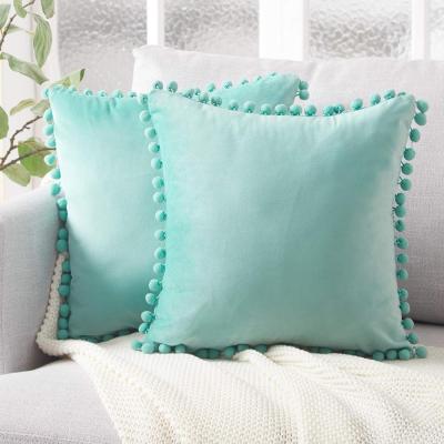 China Beauty 2PC MOQ Anti-Decubitus Pillow Case Sofa Bed Square Filling Soft Velvet Solid Cushion for sale