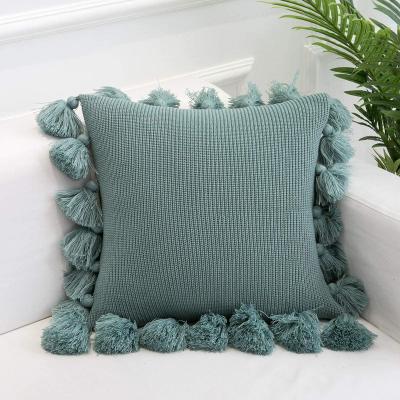 China Eco-Friendly Boho Home Textile Knitted Tile Blankets, 18 x 18 inch Knit Tile Cases Green for sale