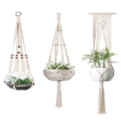 China Minimalist Elegant Hanging Macrame Plant Pots Cotton Rope Macrame Plant Hanger Home and Garden Home Decor for sale