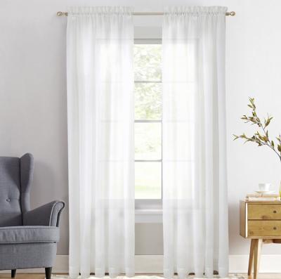 China Nature Fire Retardant High Quality Standard White Solid Sheer Window Curtain For Bedroom Living Room for sale