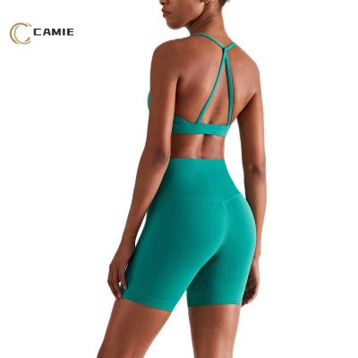 China CAMIE Seamless Hot Selling Activewear Yoga Shorts Buttery Soft Adjustable Set And Fitness Yoga Wear Women Sports Bra Workout Set for sale