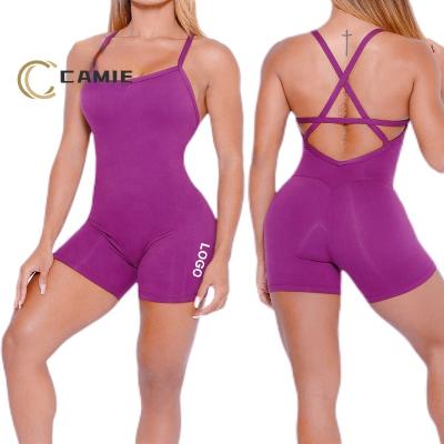 Chine Sexy Beauty Antibacterial Back CAMIE Yoga Sets Gym Elastic One-Piece Fitness Overalls Women Nu-Feel Sportswear Sleeveless Suit à vendre