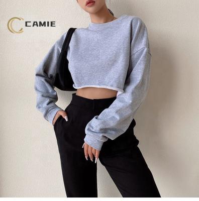 China Sweat-Wicking CAMIE fashion sports loose fitness gradient color absorption tops pull-out yoga long sleeve crop sweat top T-shirt for sale