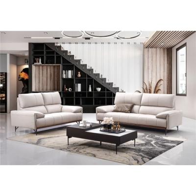 China High End Scandinavian Style Adjustable Leisure Design Sofa Stainless Steel (Size) Genuine Leather Living Room Sofas for sale