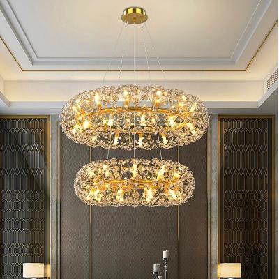 China Not New Elegant Double Layer Crystal Pendants Decoration Dimmable Crystal Chandelier for Home Decoration for sale