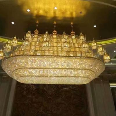 China Large long Crystal Chandeliers For Mosque modern traditional gold for sale