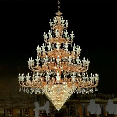 China modern luxury modern k9 crystal chandelier lighting gold chandeliers pendant lights for hotel for sale