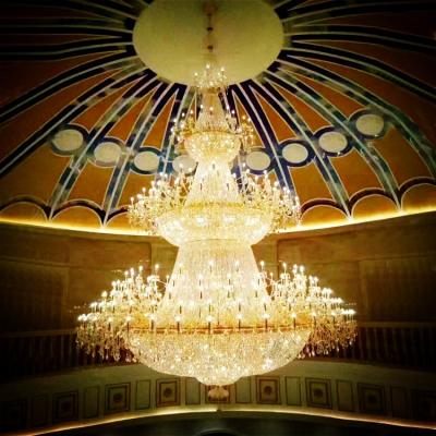 China Large Customized Modern Banquet Hall Mosque Crystal Chandeliers Lighting Modern Hotel Lobby for sale