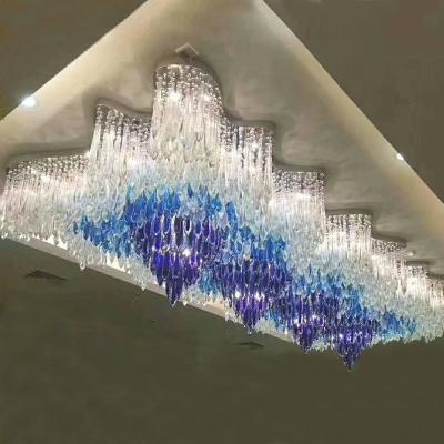 China Customized Modern Hotel Square Water Drop Led Rain Drop Crystal Chandeliers Lighting Luxury Chandelier Ceiling for sale