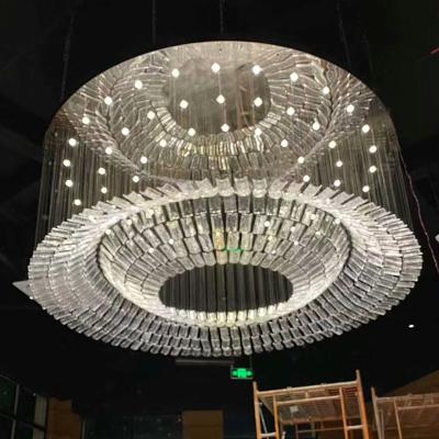 China Customized Modern Luxury Clear Glass Chandelier Contemporary Leaf Hanglamp Hotel Projects Decoration Pendant Lamp for sale