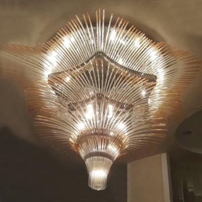 China Cheap Custom Hotel Stainless Steel Project Glass Chandelier Interior Stylish Modern Contemporary Large for sale