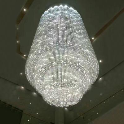 China Crystal Pendant Lights Large Project Contemporary Modern Decorative Ceiling Hotel Lobby Staircase Hanging Chandeliers for sale