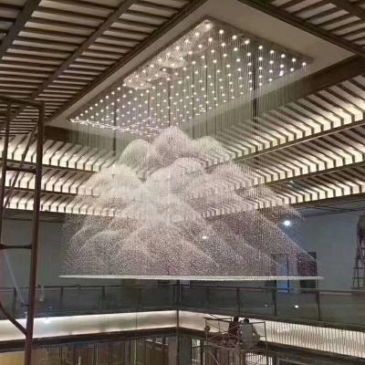 China Large Contemporary Artistic Glass Mountain Cloud Shape Hotel Lobby Living Room Glass Hall Modern Lighting Chandelier for sale