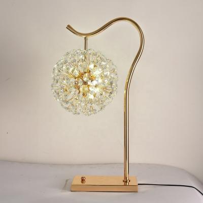 China Not Dimmable Round Ball Modern Decorative Indoor Hotel Bedside Led Crystal Flower Table Light Luxury for sale