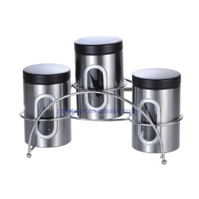 China 3pcs viable stainless steel canister with stand for sale