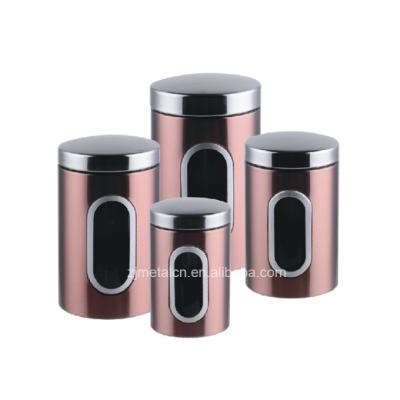 China Sustainable copper color sugar tea and coffee canister for sale