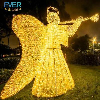 China Christmas Commercial 3d Led Lighting Outdoor Decorative Angel Pattern Sculpture Light Use for sale